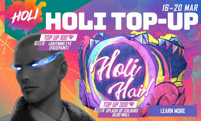 Holi Top Up Free Fire New Top Up Event 2022