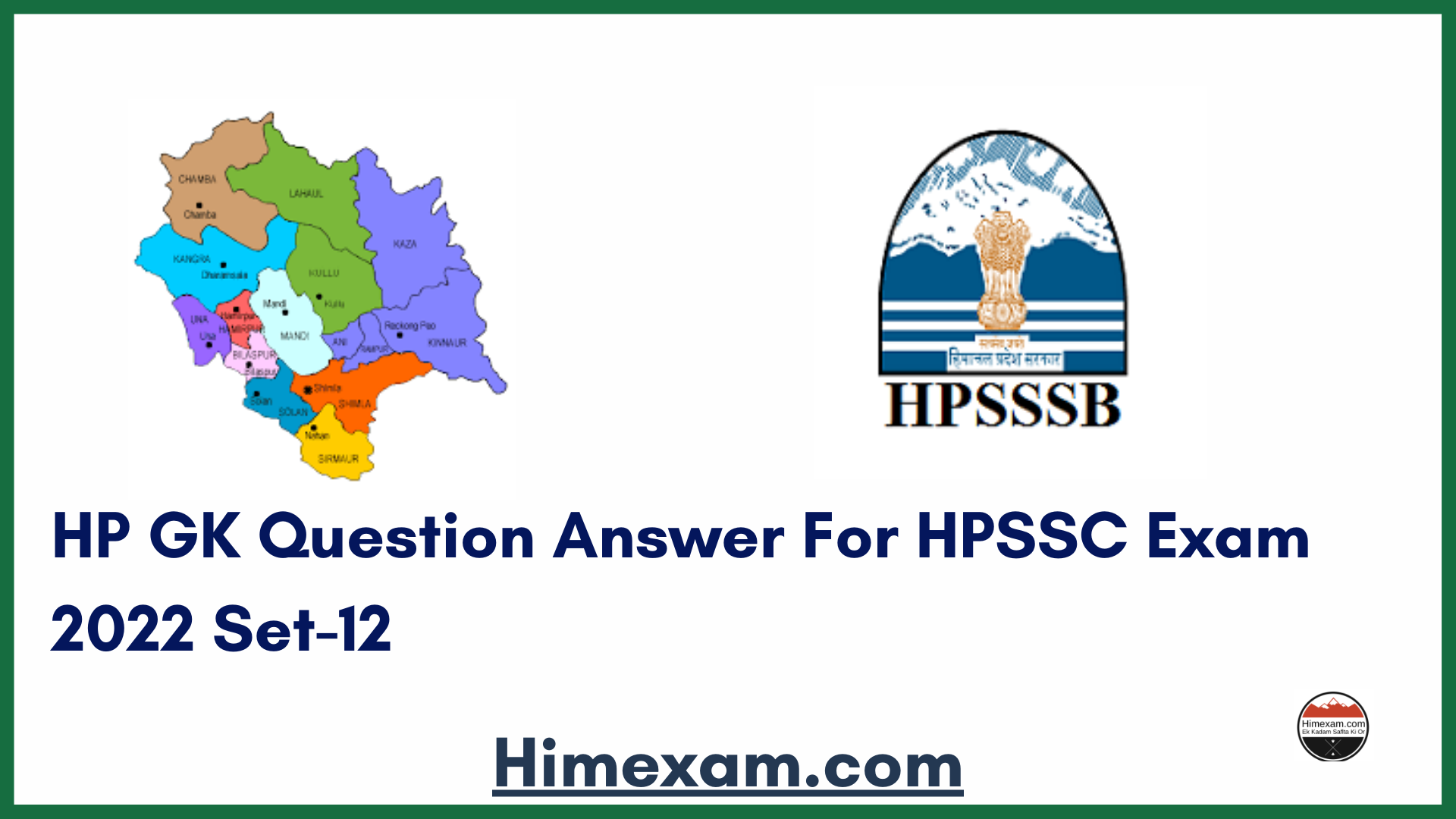 HP GK Question Answer For HPSSC Exam 2022 Set-12