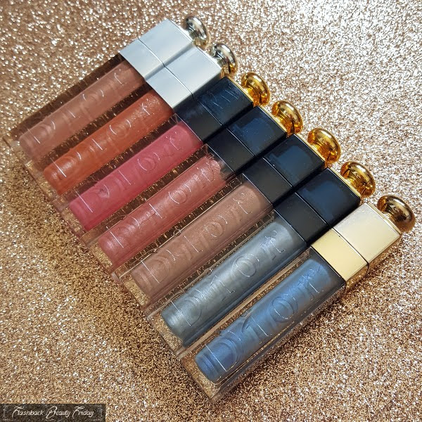 row of Dior Addict lip gloss collection