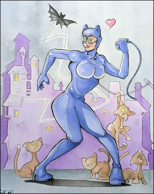 catwoman fanart aquarelle