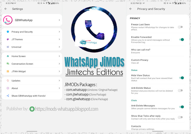 WhatsApp+ JiMODs, GBWhatsApp+ JiMODs, JTWhatsApp+ JiMODS