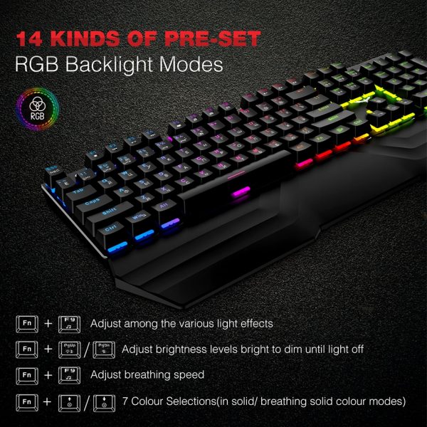 Mechanical Keyboard and Mouse RGB Light Wired USB