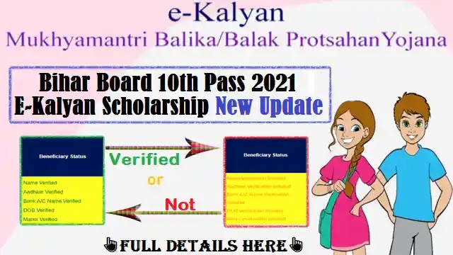 Bihar Board 10th Pass 2021 E-Kalyan Scholarship New Update,ekalyan bihar scholarship 2021,bihar board 10th 1st division scholarship 2021,ekalyan new
