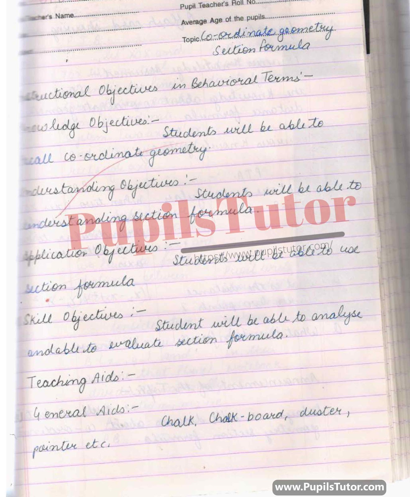 Math Lesson Plan For Class 9 To 11 On Coordinate Geometry Section And Distance Formula – (Page And Image Number 1) – Pupils Tutor