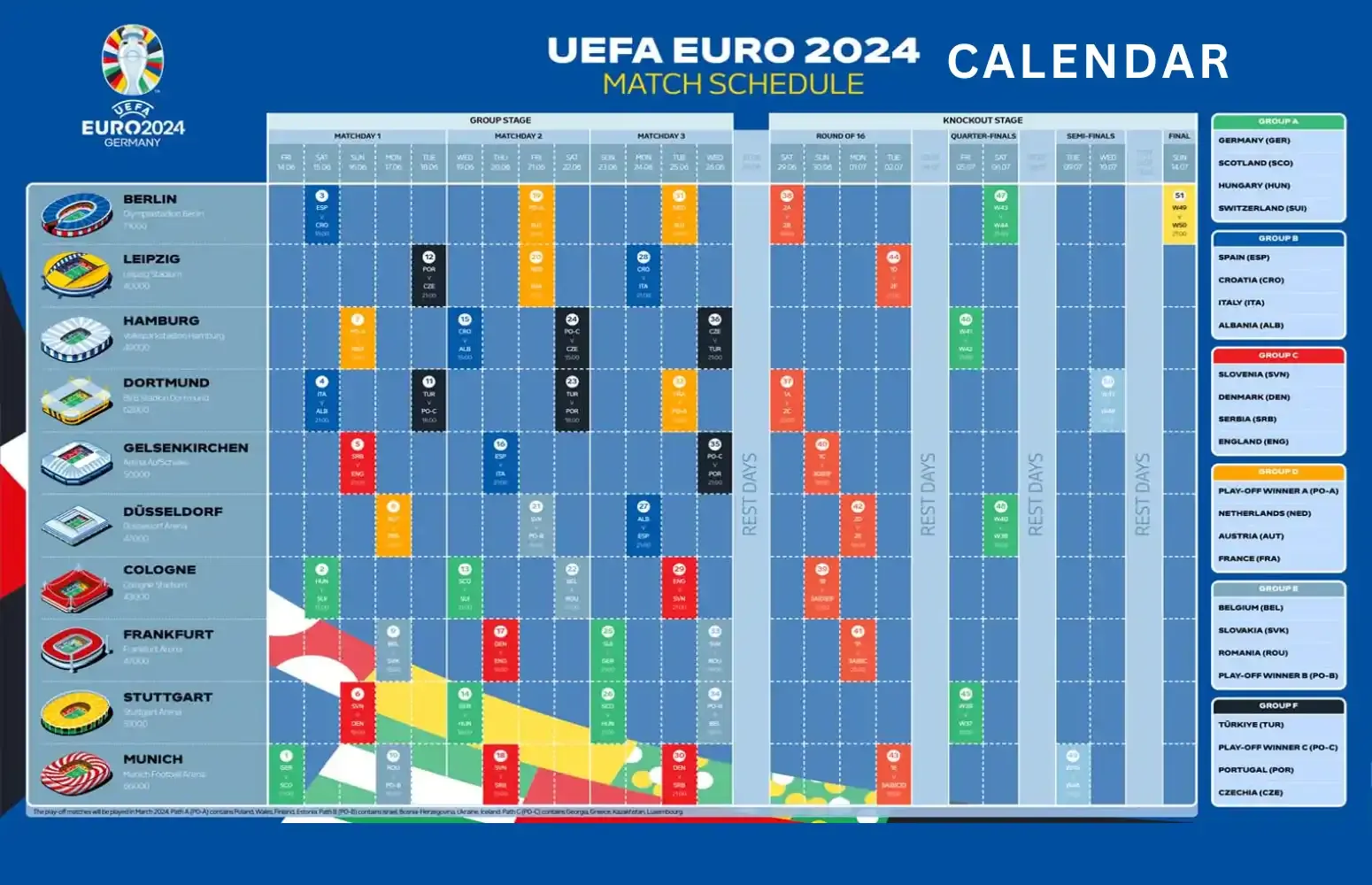 Euro 2024 Football Matches Calendar