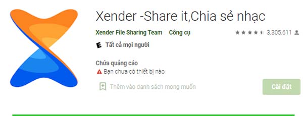 Ứng dụng Xender: Chia sẻ file, nhạc & dữ liệu a