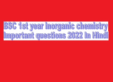 BSC 1st Year Inorganic Chemistry Important Questions 2022 In Hindi