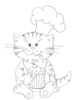 Chef cat coloring page