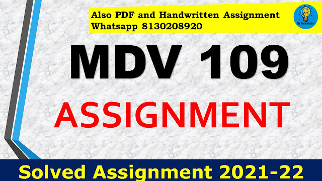 MDV 109 Solved Assignment 2021-22