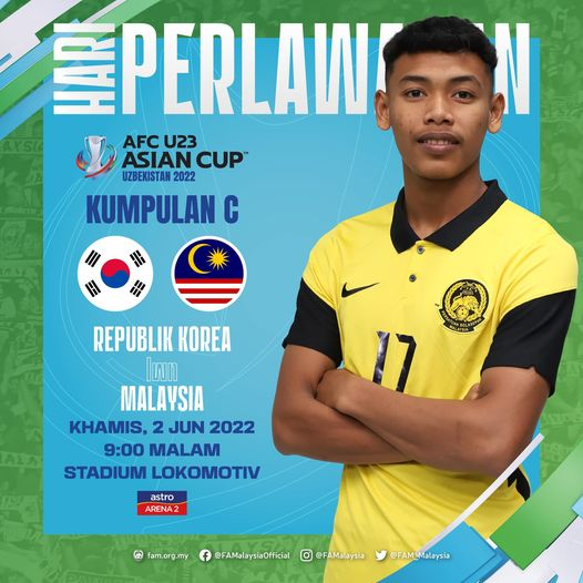Live Streaming Malaysia U23 vs Korea Selatan U23 2 Jun 2022