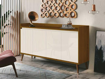 Buffet Aparador Retrô Clássico Freijó com OffWhite