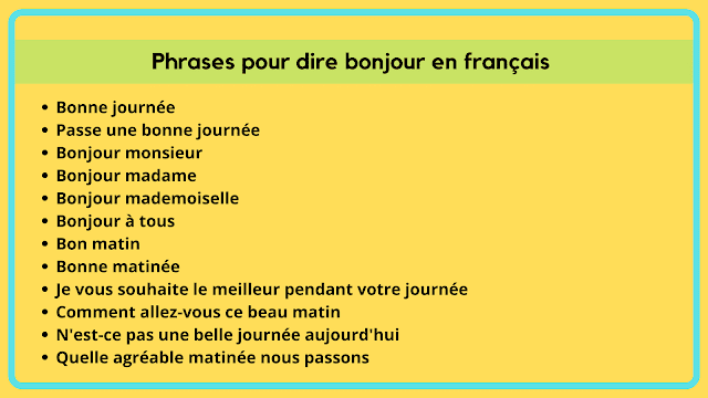 Phrases pour dire bonjour en français