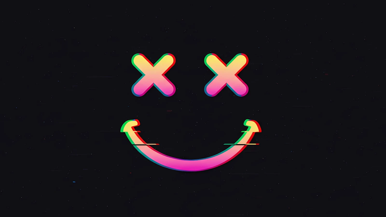 Glitch Art Smiley Face Wallpaper - 3840x2160 pixels, Digital Art, Abstract, Colorful, Distortion, Pixelated
