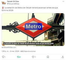 La estación de Metro de Tetuán tendrá ascensor