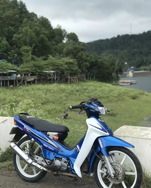 modifikasi motor vega r standar warna biru