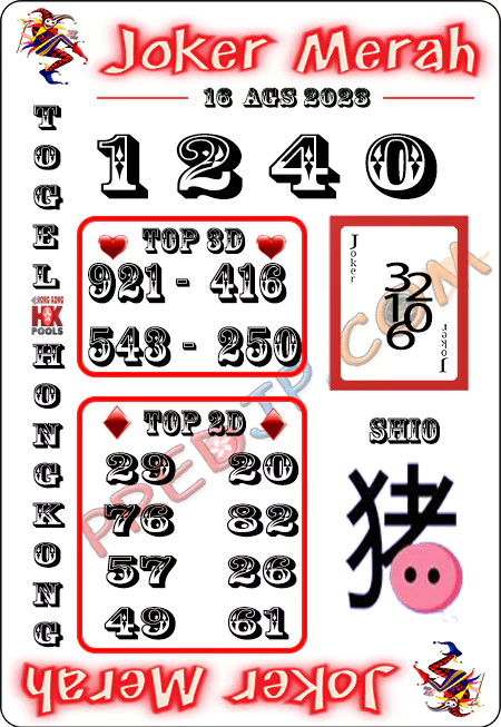 Prediksi Joker Merah Hongkong Rabu 16 Agustus 2023