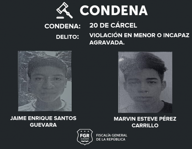 El Salvador: Jóvenes que violaron a estudiante son condenados a 20 años de cárcel