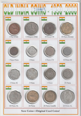 Collection of 16 Old Indian Coins (1950 - 00) @ 300