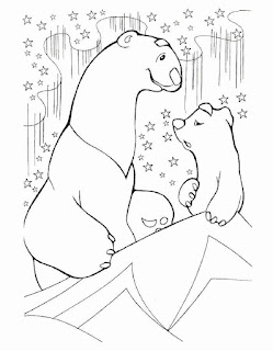 Polar bear and his baby coloring page
