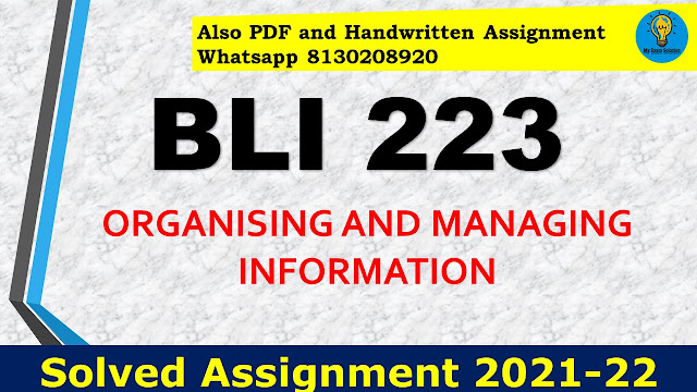 BLI 223 Solved Assignment 2021-22