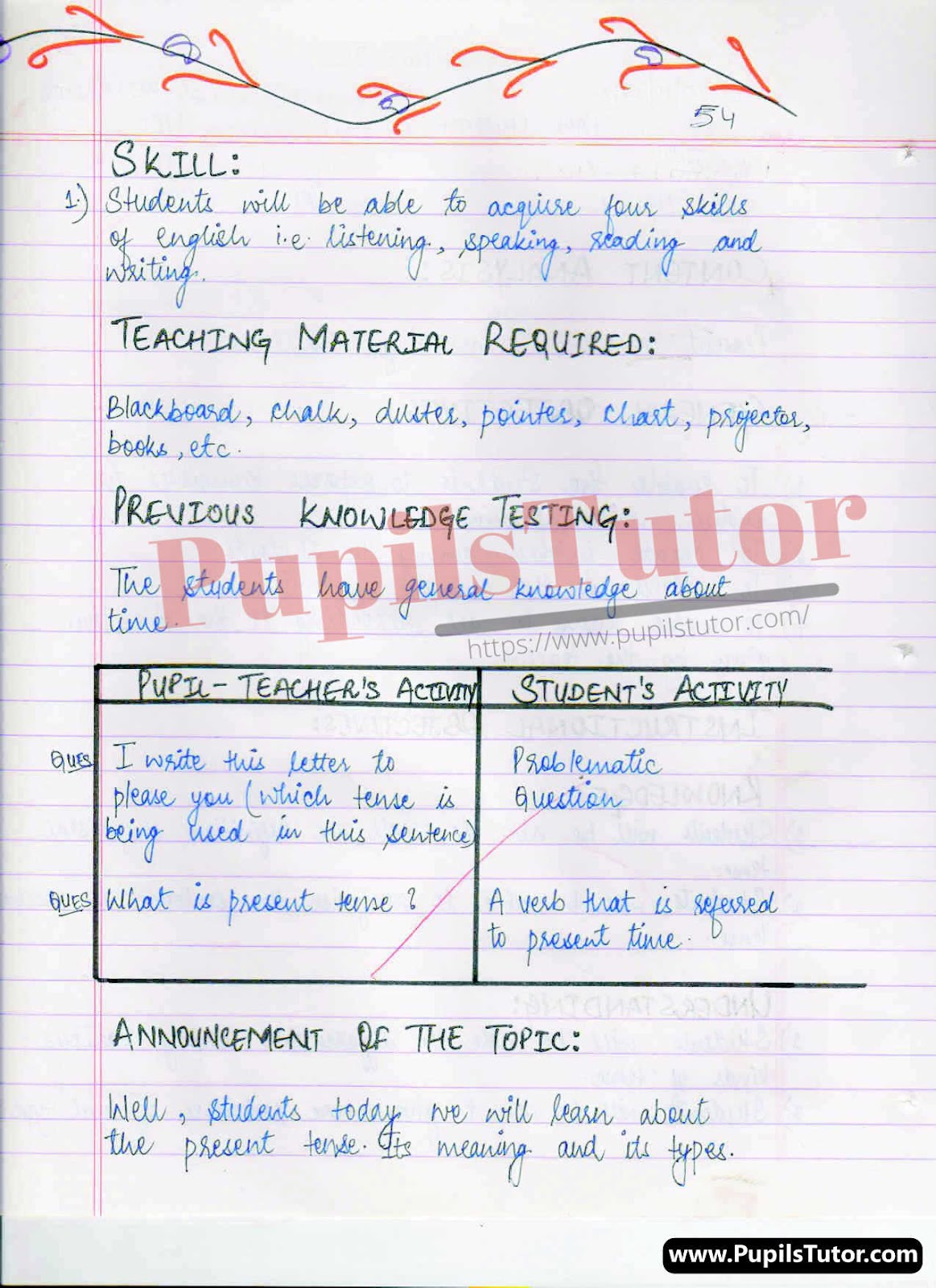 Real School Teaching And Practice  Present Tense And Its Types Lesson Plan For B.Ed And D.el.ed In English Medium Free Download PDF And PPT (Power Point Presentation And Slides) – (Page And Image Number 2) – PupilsTutor