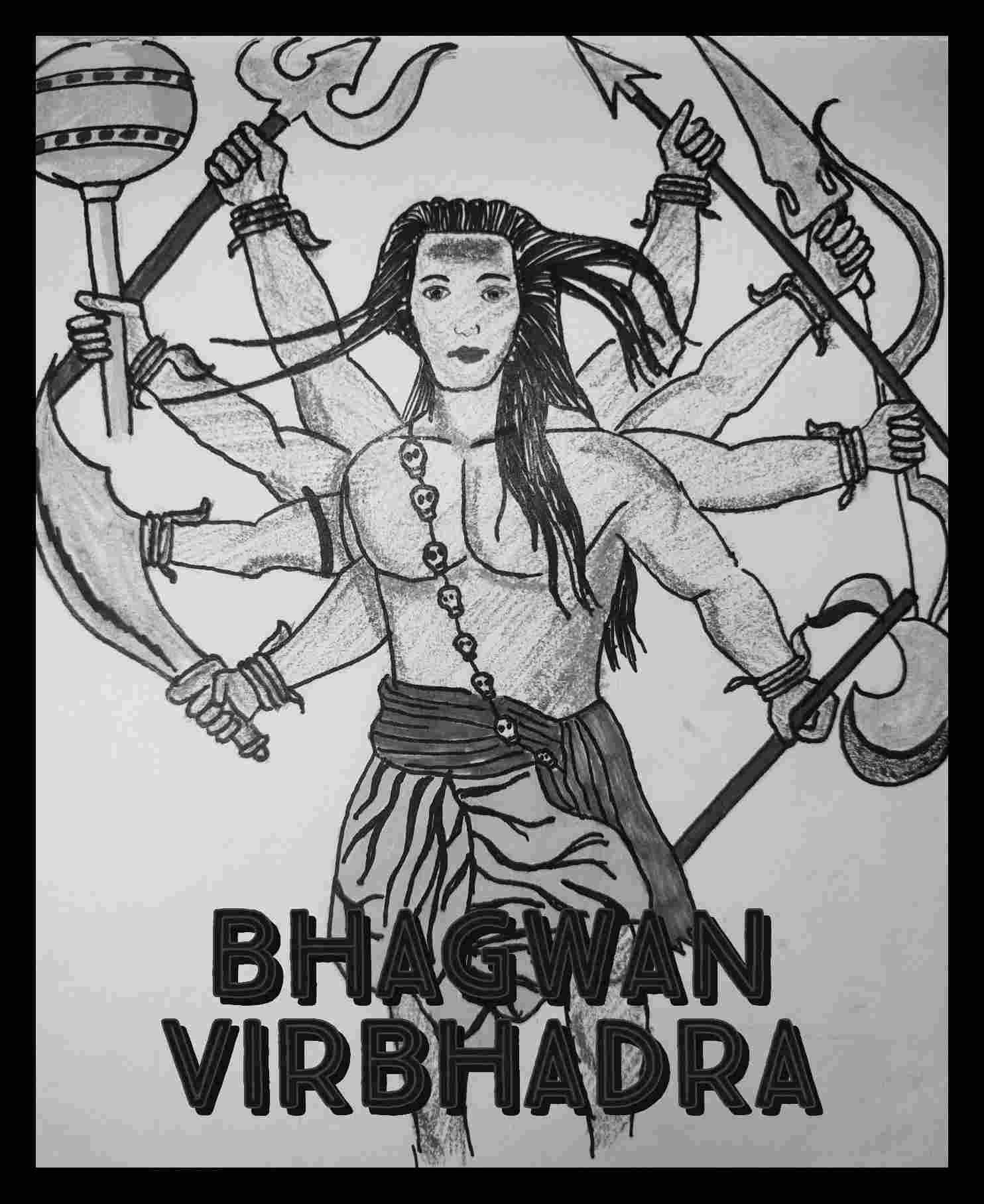 Sketch Of Angry Lord Shiva : Veerbhadra