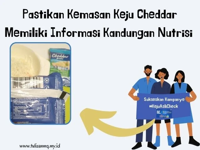 Label nutrisi pada kemasan kraft cheddar