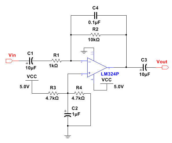 LM324 op-amp integrator circuit schematic