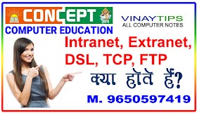 Intranet, Extranet, DSL, TCP, FTP क्या होते हैं? 