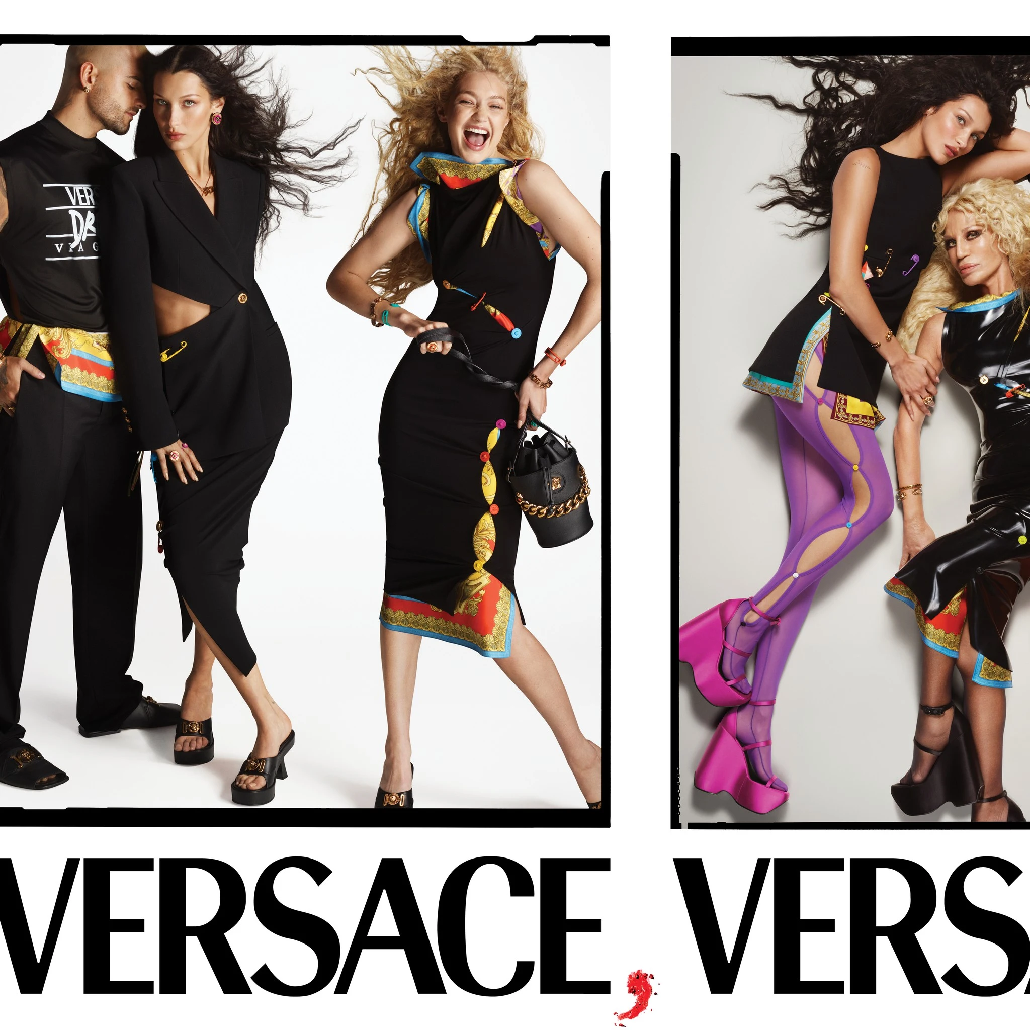 Supermodel sisters Bella Hadid and Gigi Hadid star alongside each other in the #VersaceSS22 campaign with Maluma and Donatella Versace.