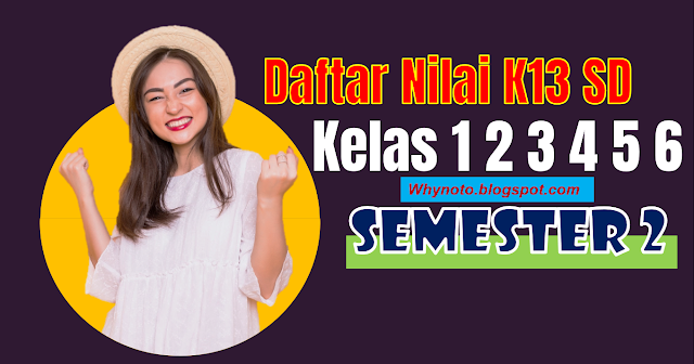 Daftar Nilai K13 SD Kelas 1 2 3 4 5 6 Semester 2