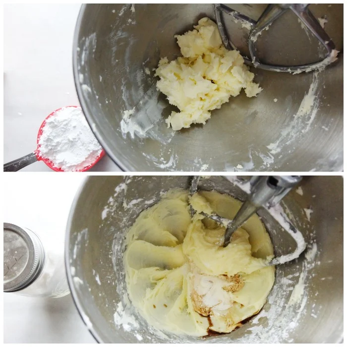 making the sugar cookie frosting in mixer