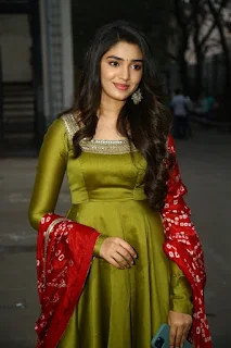 Krithi Shetty stills at Bangarraju movie Press meet