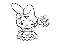 My Melody coloring page- Dressing for a costume prom