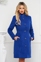 Palton Artista albastru elegant cambrat din material fin