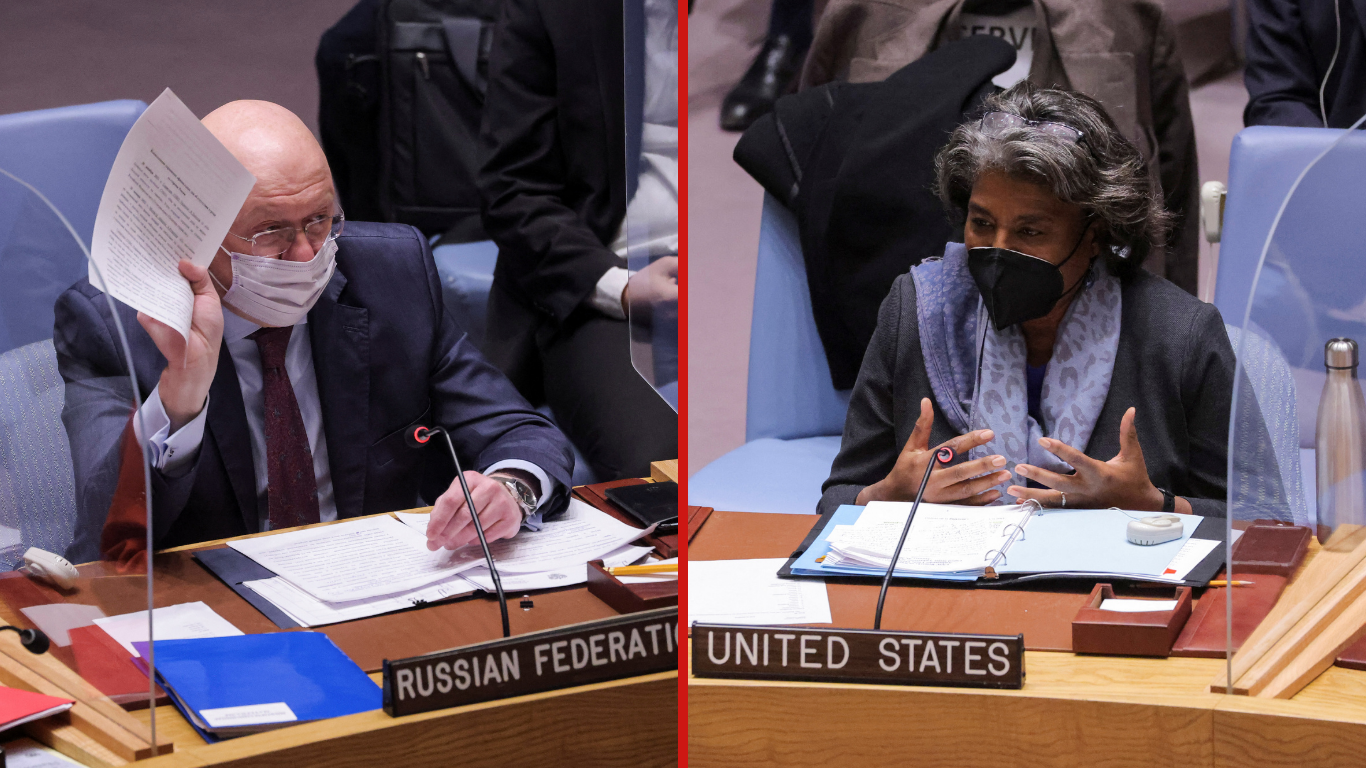 Rusia y Estados Unidos se enfrentaron este lunes en el Consejo de Seguridad de ONU ante la concentración de tropas rusas en la frontera con Ucrania.
