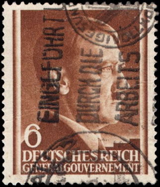 German Occupation of Poland Postage Stamp PL-GG72 Adolf Hitler 6 groszy 1941