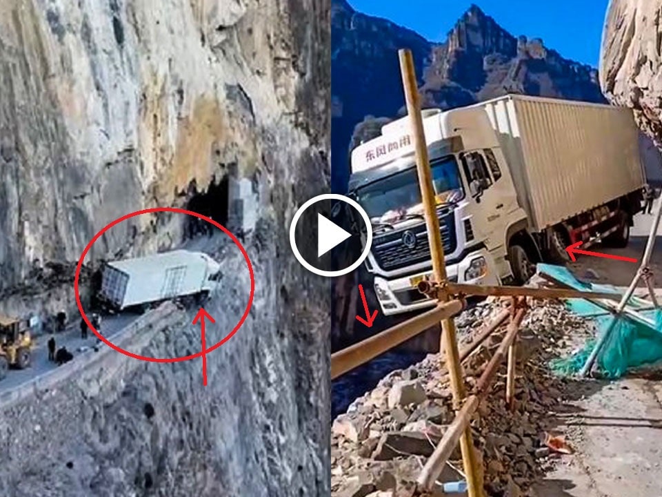 Truck dangling over the edge of 330-ft Cliff