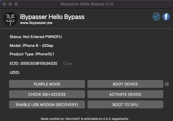 IBYPASSER RAMDISK HELLO BYPASS V1.0  IOS 15 HELLO bypass no jailbreak required Free Download