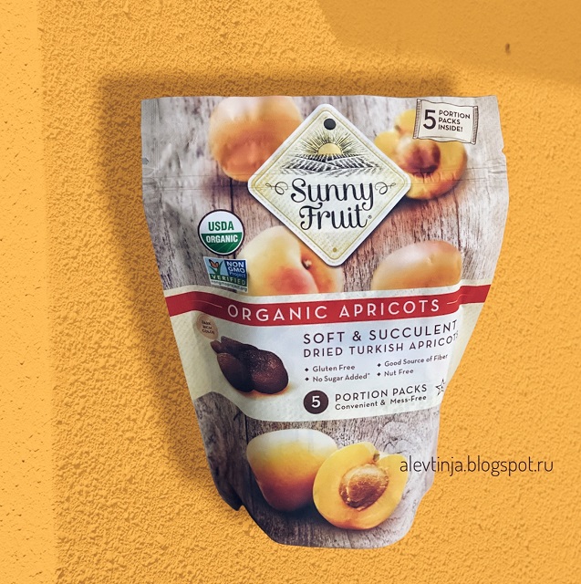 Sunny Fruit, Органические абрикосы, 5 порционных пакетиков, 50 г (1,76 унции)