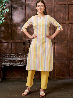 Striped Straight Kurta Set