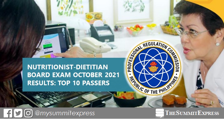 RESULT: October 2021 Nutrition and Dietetics board exam top 10 passers