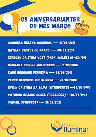 Aniversariantes do Mês!