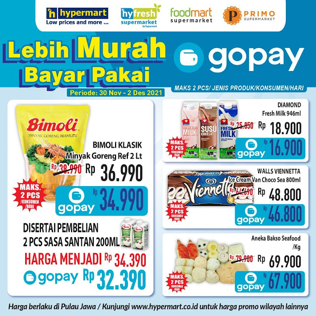 Promo Murah Pakai GOPAY di Hypermart Periode 30 Nov - 02 Des 2021