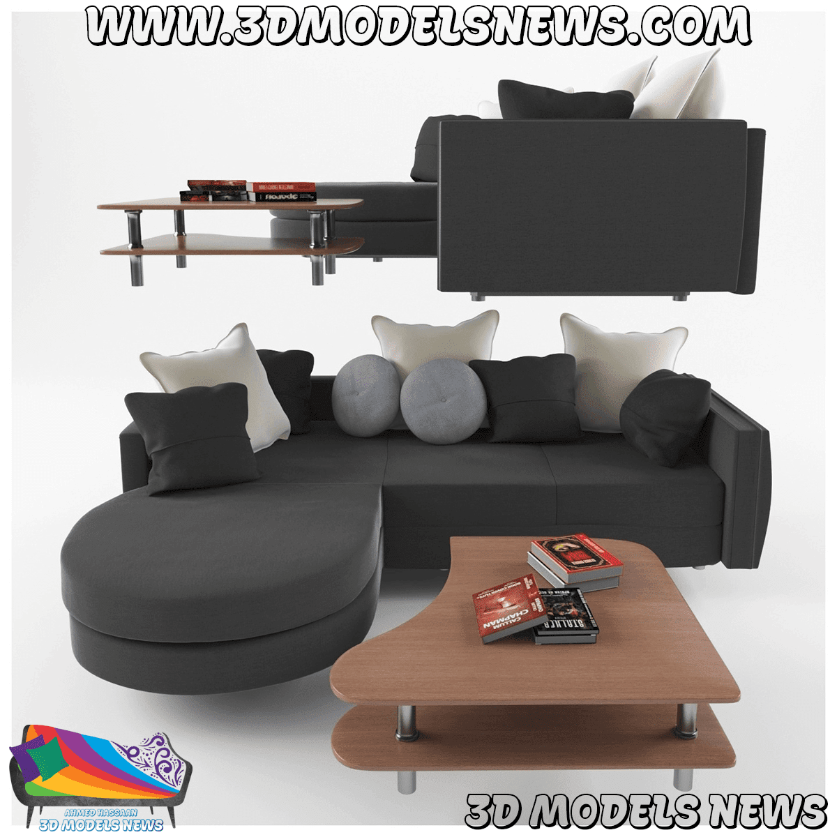 Small corner model in black with a new and elegant table 2