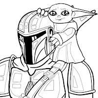 The Mandalorian and Baby Yoda coloring page