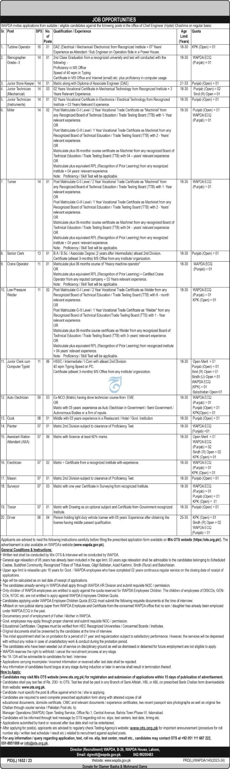 Latest WAPDA Jobs 2023 | Advertisement