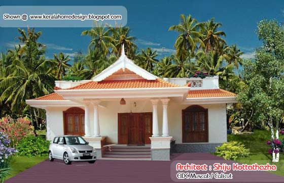Kerala style single floor house plan - 1155 Sq. Ft.