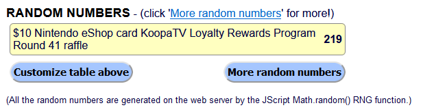 KoopaTV Loyalty Rewards Program Round 41 raffle ticket 219