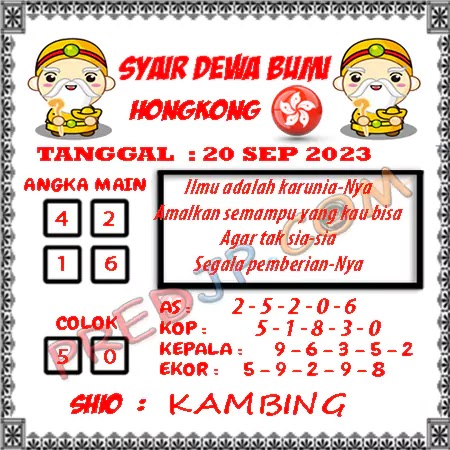 Prediksi Dewa Bumi Togel Hongkong Rabu 20 September 2023